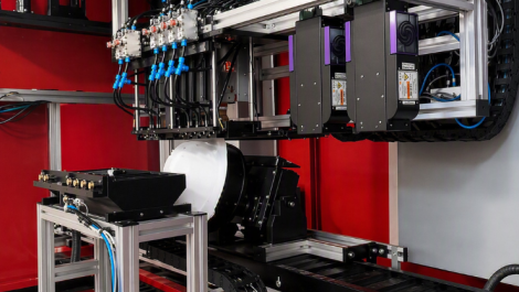 A hardhat being printed on an EPS DTO machine