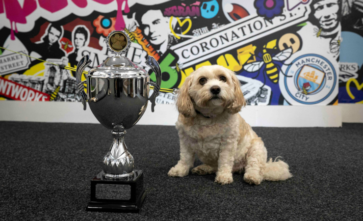 An ecstatic Gus with his trophy