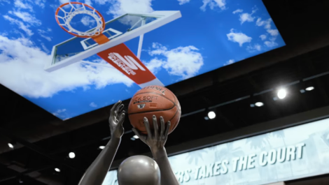 An overhead lightbox installation for Skechers