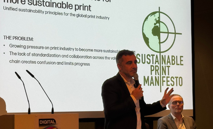 Carlos Lahoz at the launch of the Sustainable Print Manifesto in Berlin.
