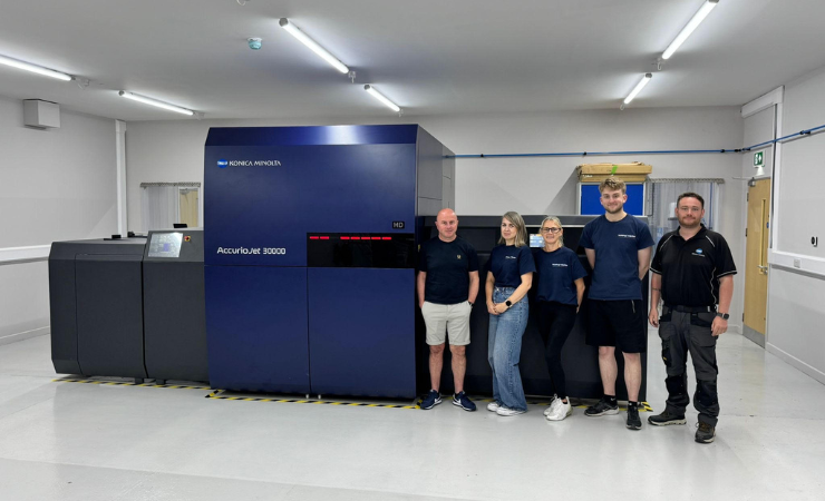 From left - Jamie Gilbert, Neringa Newton, Joanne Bryan, Tommy Jenkins - from Hickling & Squires; and Jak Defty, from Konica Minolta Business Solutions