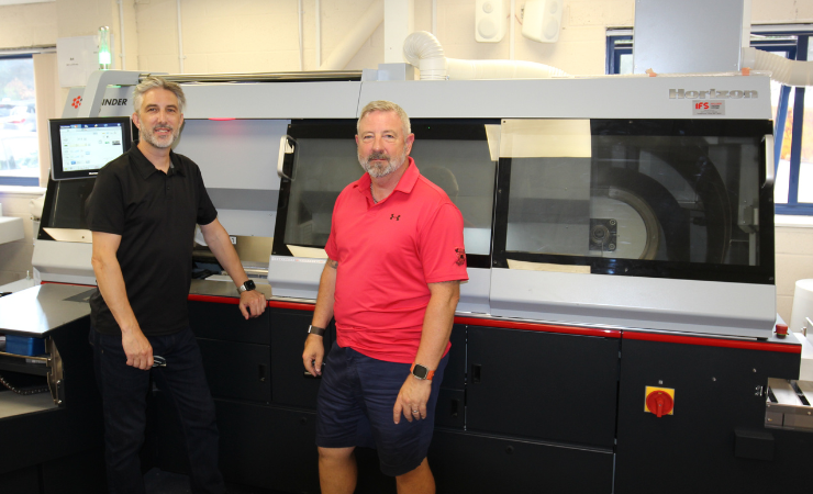 Richard Johnson, CMP Print operations director, and Paul Dawe, owner and director, with the Horizon BQ-500 iCE Binder