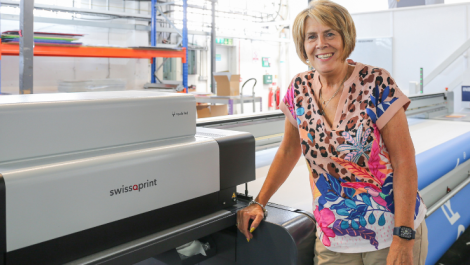 Sam Thomas, operations director at BCP Media Group, with the swissQprint Nyala LED