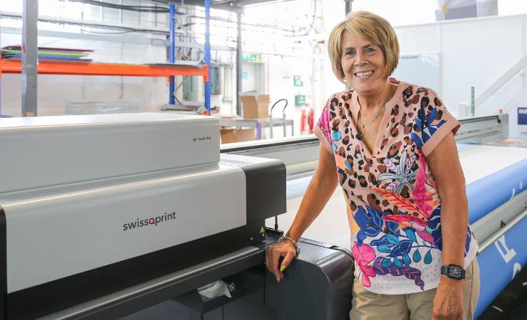 Sam Thomas, operations director at BCP Media Group, with the swissQprint Nyala LED
