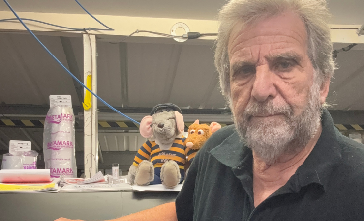 Stuart Curtis, director of Curtis Signs (with Roland Rat and Kevin the Gerbil)