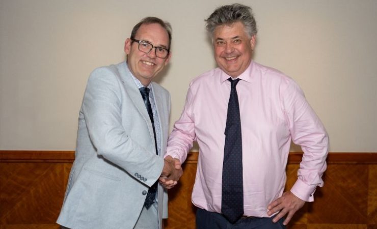 Stuart Murphy (left) hands over the Picon chairmanship to Tim Klemz
