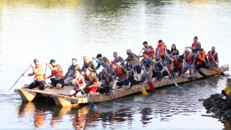 The DS Smith team with their corrugated catamaran