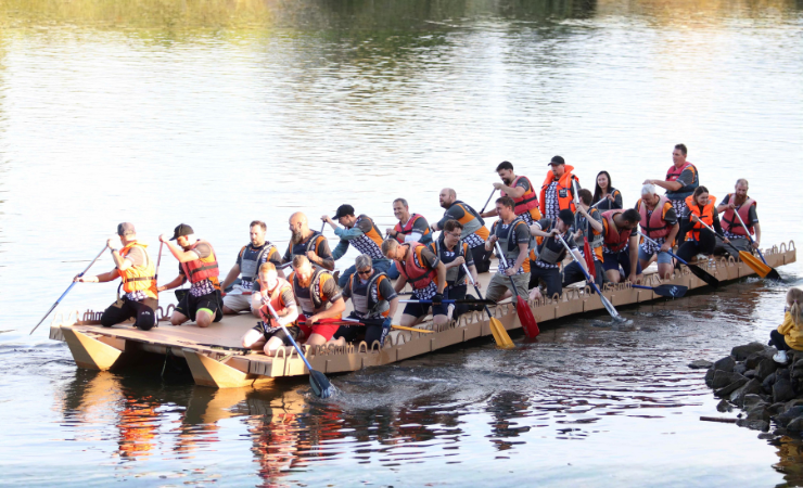 The DS Smith team with their corrugated catamaran