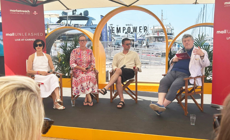 The inaugural Mail Unleashed LIVE panel with (from left) Claire Sadler of the British Heart Foundation, Kate Mackie of EY, Andrew Tindall of System1, and Rory Sutherland of Ogilvy Consulting